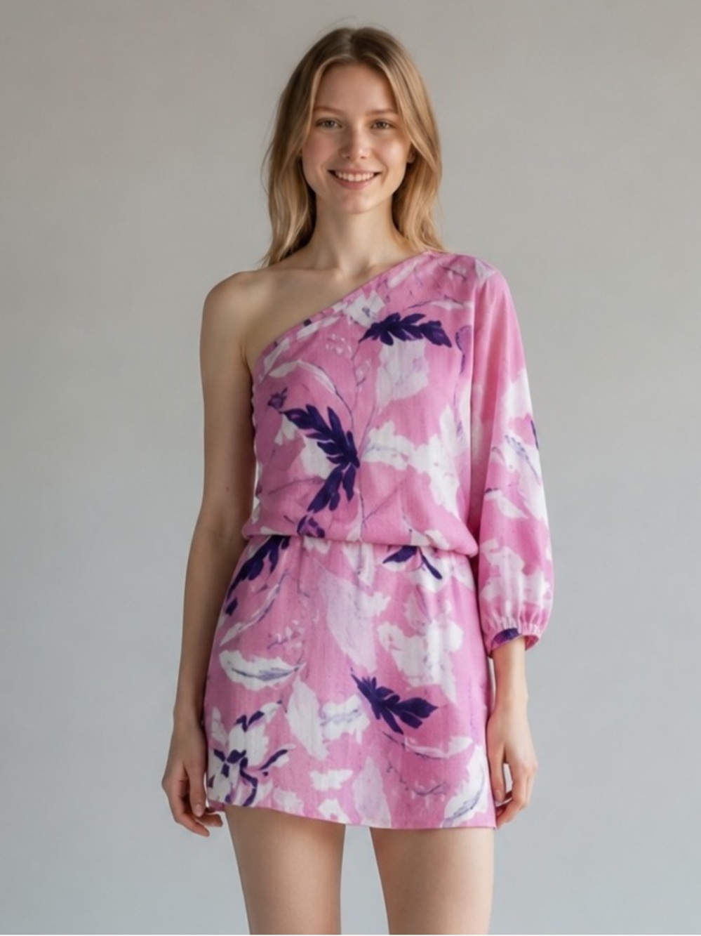 Yumi Kim Mini Dress Women’s Size XS Eastern Garden Pink Floral One Shoulder NWT